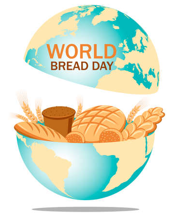 Vector design in flat style for World Bread Day 16 October.のイラスト素材