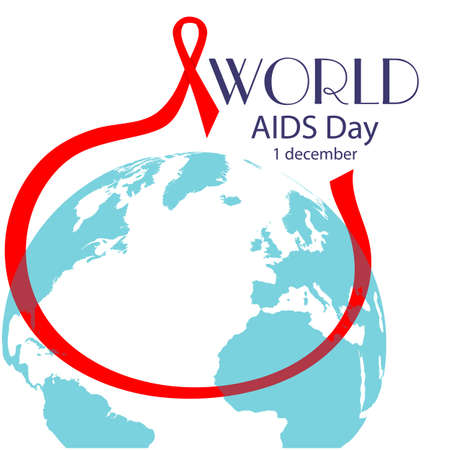 Vector design for World AIDS Day with red AIDS awareness ribbon.のイラスト素材