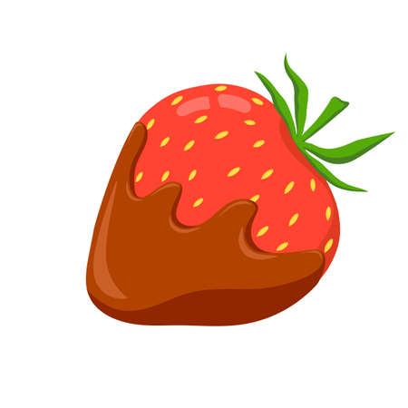 Vector strawberry in milk chocolate. Design elements in flat style.のイラスト素材