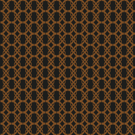 Seamless pattern. Elegant vector lattice of brown elements on a black background for decoration of paper, postcards, backgrounds.のイラスト素材