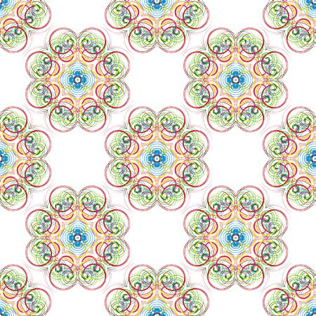 Vector seamless monochrome flower geometrical pattern. Flowers from spiral elements. A background rich with a retro for a wrapper, walls, backgrounds.のイラスト素材