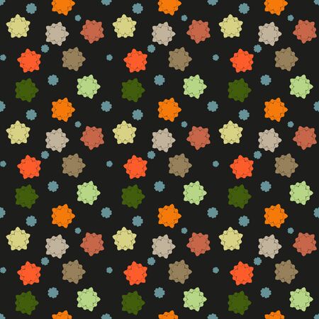 Vector seamless pattern background. Vector drawing of colorful curly spotson a black backgroundのイラスト素材