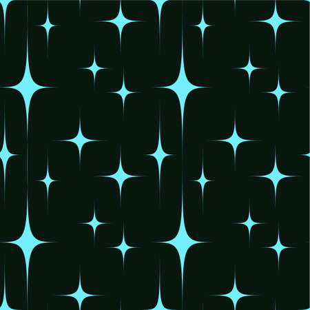 Two-tone vector seamless pattern. Blue stylized stars on a black background. Winter background for greeting cards, congratulations and your other projects.のイラスト素材