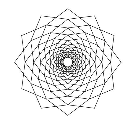 Geometric circular pattern of fine black lines on a white background.のイラスト素材