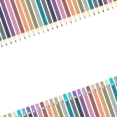 Varicolored color pencils set isolated on white background. Office supplies.のイラスト素材