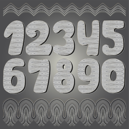 Arabic numerals. Numbers set. Collection of doodle numbers. Vector illustration can be used for web design, booklets, print cards, textile t-shirts, print elements and other.のイラスト素材