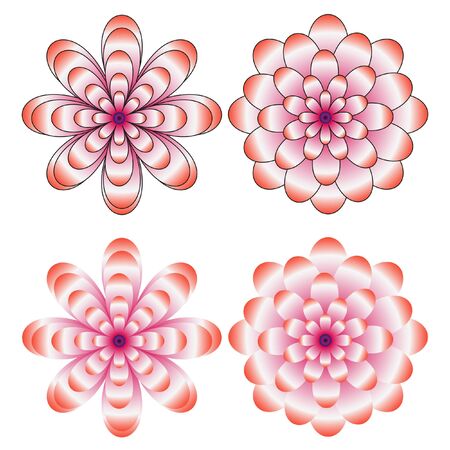Set of Vectorized Flowers. Vector illustration. Set of flower blossoms and elements for design and decoration.のイラスト素材