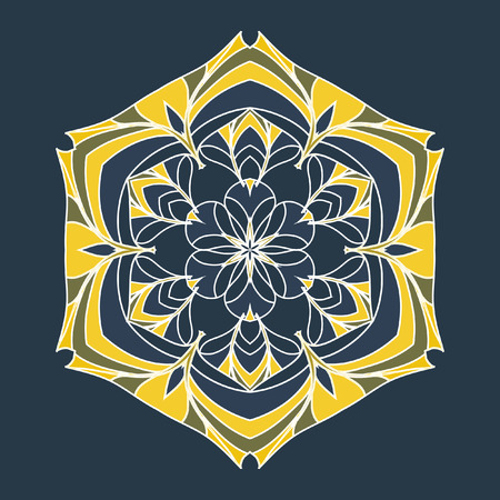 Decorative items to decorate your work. Vector design elements. Vector graphic black-white elements for design. Geometric fashion pattern. Vector mandala. The circular pattern.のイラスト素材