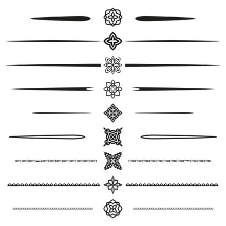 A set of decorative items to decorate your work. Vector design elements. Set of vector graphic elements for design. Text dividers.のイラスト素材