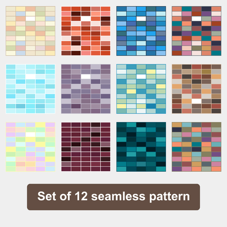 Set seamless geometric pattern Seamless colorful brick wall backgroundのイラスト素材