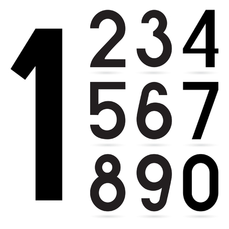 Number from 0 to 9 over white background. Arabic numerals. Isolated on white background. Vector Illustrationのイラスト素材