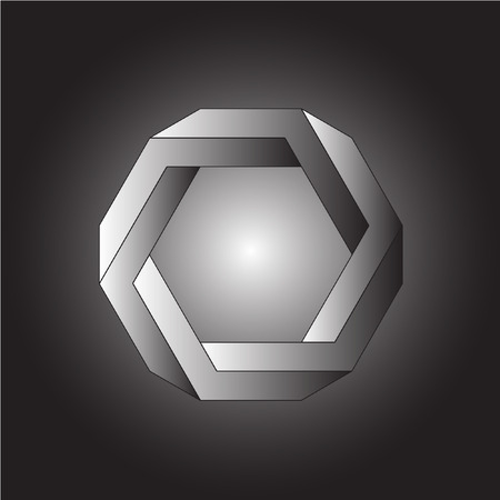 Optical illusion of the gradient vector, abstract geometric design element. Printoptical illusion symbols, Impossible signのイラスト素材