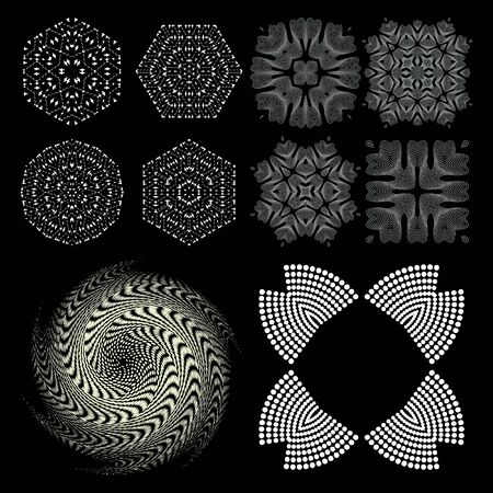 Decorative items to decorate your work. Vector design elements. Vector graphic elements for design. Geometric fashion pattern. Vector mandala. Set of 10 circular patternsのイラスト素材