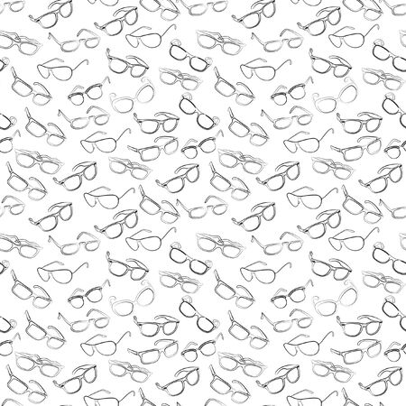 Eyeglasses. Seamless pattern. Men's Glasses, women's glasses, sunglasses.のイラスト素材