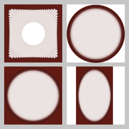 Round vector frame. Interesting frame with a white backing for photos or text. The vector image. Set of 4 elements.のイラスト素材
