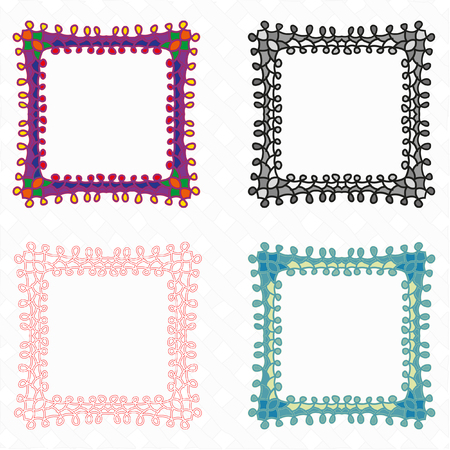 Openwork stylish gentle vector frame for decoration of your works. Ornate frame vector set.のイラスト素材