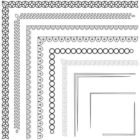 Set of decorative frames. Vector illustration. Black-white illustrationのイラスト素材