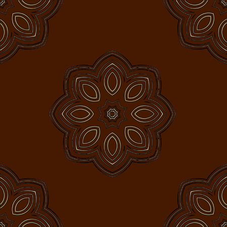 Vector seamless monochrome flower pattern. Flowers from spiral elements. A background rich with a retro for a wrapper, walls, backgrounds.のイラスト素材