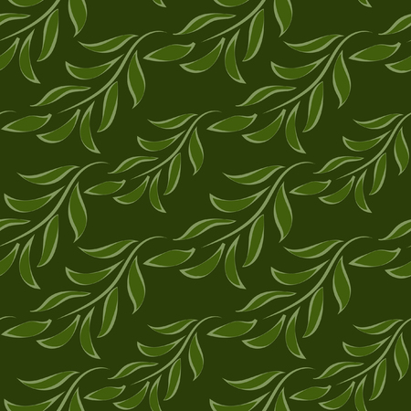 Nature seamless pattern of green branches with leaves. Seamless ecology pattern with leaves. Seamless green floral pattern with leafs. Vector, EPS10のイラスト素材