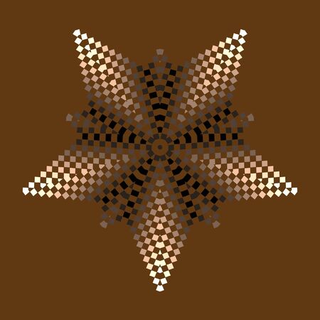 Vector circular geometric pattern. Small squares. Monochrome elegant circular pattern. Circular mathematical ornament. A vector circular pattern from the crossed circles. Mandala.のイラスト素材