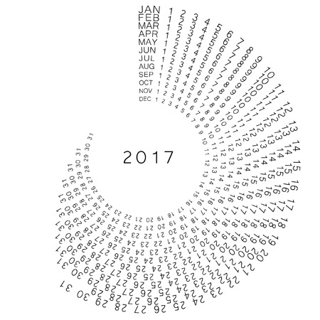 2017 concentric spiral calendar. Calendar openwork pattern on a white background. Vector.のイラスト素材