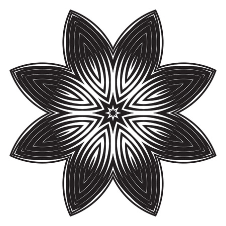 The black-white round floral pattern. Geometric fashion pattern. The circular pattern. Decorative items to decorate your workのイラスト素材