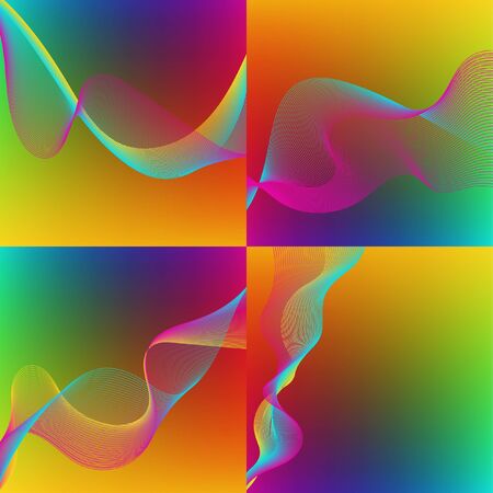 Vector set of four colorful backgrounds. Red, green, yellow, blue color.のイラスト素材