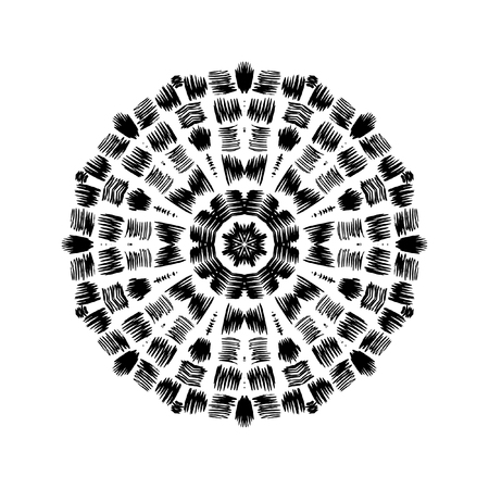Vector circular pattern in grunge style. Indian knitted pattern. Hipsters, boho, rustic matのイラスト素材