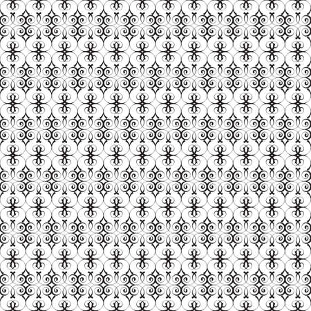 Seamless abstract floral pattern. Seamless vector pattern. Black calligraphic drawing on a white backgroundのイラスト素材