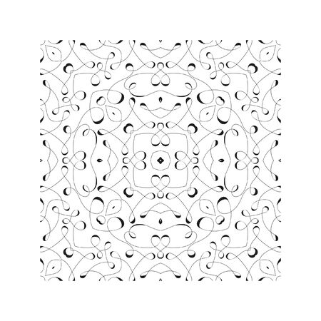 Square graphic element for creating an abstract seamless pattern. Geometric ornament, seamless vector background. Black and white modern texture, graphic pattern. Drawing from thin caliber linesのイラスト素材