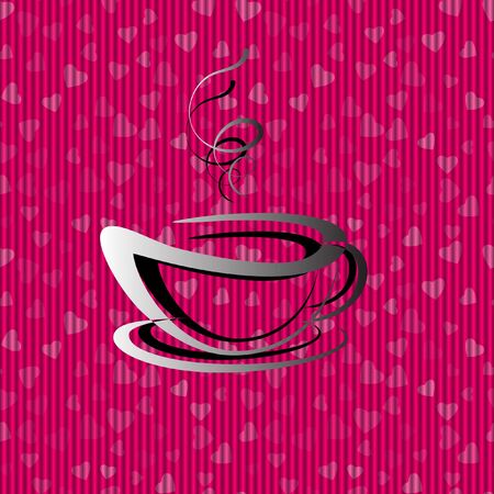 Valentine's day background with hearts. Tea for the beloved. Vector illustrationのイラスト素材