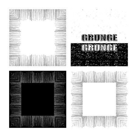 Vector set in grunge style. Indian knitted pattern. Hipsters, boho, rustic rug. Frames, round patterns, seamless backgroundのイラスト素材