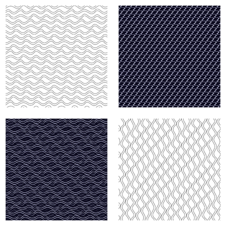 Seamless abstract background of wavy lines. Vector pattern setのイラスト素材