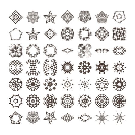 Circular drawing for your projects. Set of abstract design elements. Decorative retro ornament.のイラスト素材