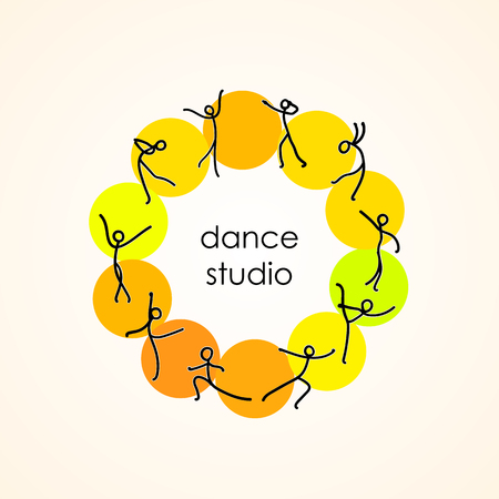 Dance studio, dance class. Design for the logo, signboards, articles, brochures, site design. Vector illustrationのイラスト素材