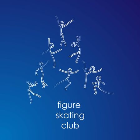 Procurement for Logotype, Banner, site design, articles, notes on figure skating. Vector hand drawn skater, figure skating postureのイラスト素材