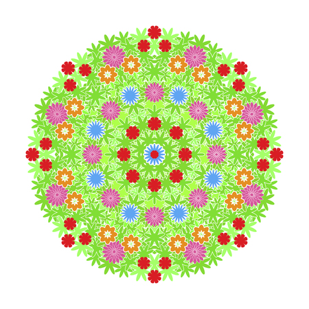 Stylized vector wreath. Flower arrangement with flowers and leaves. Elegant design of complimentary, greeting or wedding cards.のイラスト素材