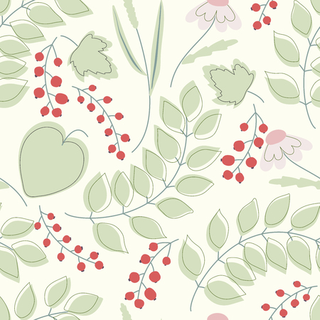 Cute pattern with currant twigs.のイラスト素材