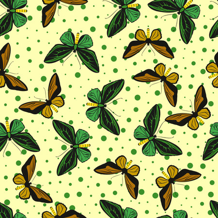 Butterflies on the yellow backgroundのイラスト素材