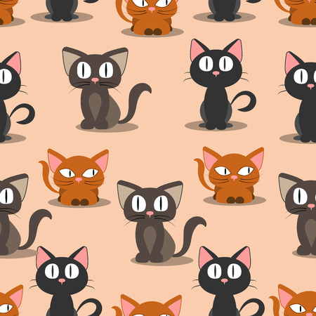 Colored Cats in seamless patternのイラスト素材