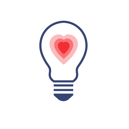 Vector illustration with light bulb concept. Light bulb with heart inside.のイラスト素材