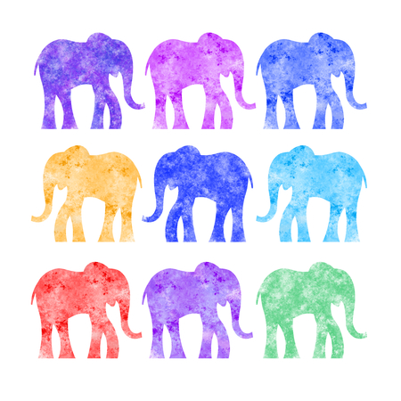 Illustration of elephant silhouette textured with paint. Art for textile printing and other design projects.の写真素材