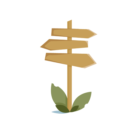 Vector illustration of wooden direction sign. Clip art.のイラスト素材
