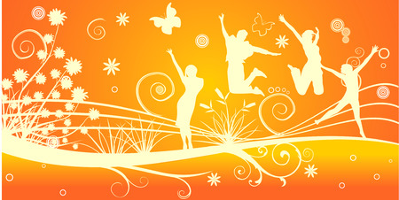 Young people having fun and being activeのイラスト素材