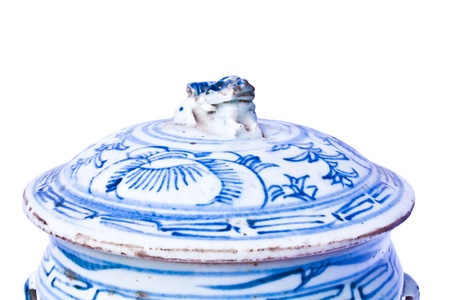 Chinese painted pottery pot with the orchid flowerの写真素材