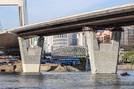 Novosibirsk, Novosibirsk region, Russian Federation - June 01 2024. Central Bridgeの写真素材