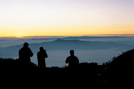 sunrise over mountain, Thailandの写真素材