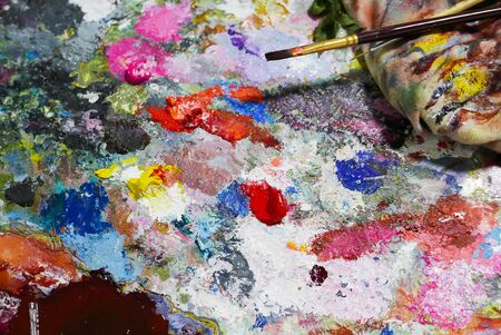 Abstract color Palette  Acrylic Oil paint Color texture. Spots of oil paint. Modern art. Abstract...