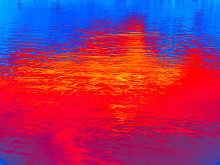 Psychedelic Abstract vivid art textured of water reflection patterns for visual and background.の写真素材