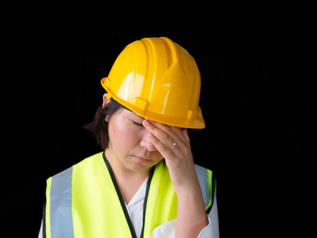 factory woman workers or technicians civil Engineer or Architecture project management thinking idea decision plan.の写真素材